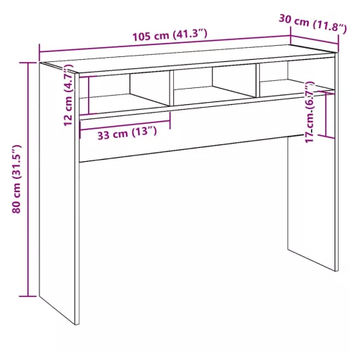  Konzolasztal régi fa 105x30x80 cm műszaki fa