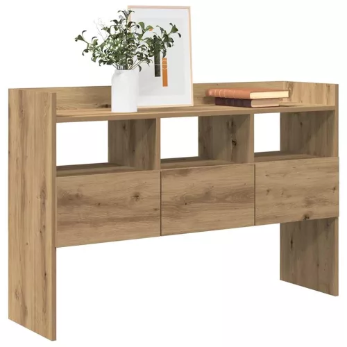  kézműves tölgy színű szerelt fa tálalószekrény 105x30x70 cm