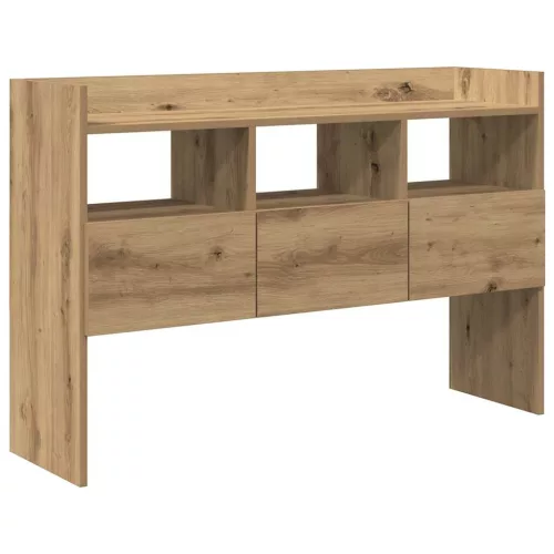 kézműves tölgy színű szerelt fa tálalószekrény 105x30x70 cm