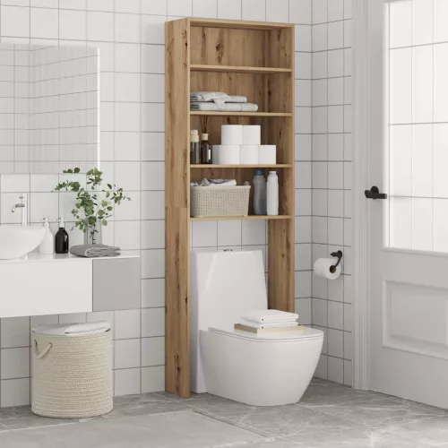  kézműves tölgy színű mosógépszekrény 64x24x190 cm