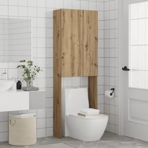  kézműves tölgy színű mosógépszekrény 64 x 25,5 x 190 cm