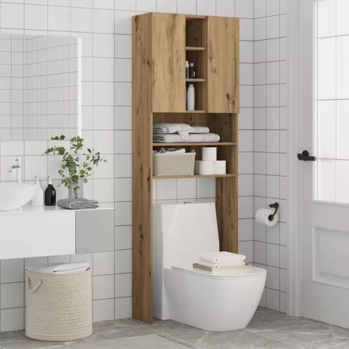  kézműves tölgy színű mosógépszekrény 64 x 25,5 x 190 cm