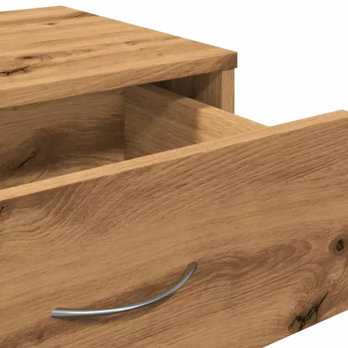  kézműves tölgy színű szerelt fa kerekes szekrény 45 x 36 x 59cm