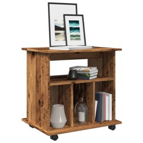    antik fa színű szerelt fa kerekes szekrény 60 x 45 x 60 cm