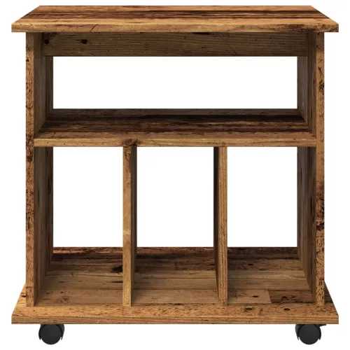  antik fa színű szerelt fa kerekes szekrény 60 x 45 x 60 cm