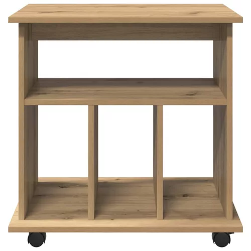  kézműves tölgy színű szerelt fa kerekes szekrény 60 x 45 x 60cm