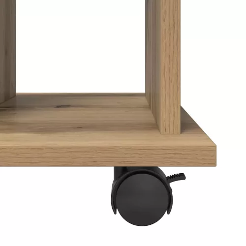  kézműves tölgy színű szerelt fa kerekes szekrény 60 x 45 x 60cm