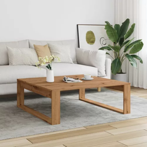  kézműves tölgy színű szerelt fa dohányzóasztal 100 x 100 x 35cm