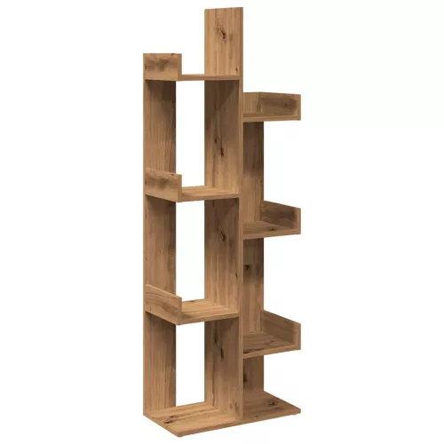  kézműves tölgy színű szerelt fa könyvszekrény 48 x 25,5 x 140cm