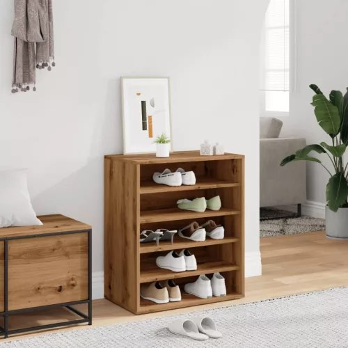  kézműves tölgy színű szerelt fa cipősszekrény 60 x 35 x 70 cm