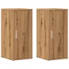  2 db kézműves tölgy színű szerelt fa cipőszekrény 32x35x70 cm