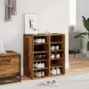  2 db antik fa színű szerelt fa cipősszekrény 32 x 35 x 70 cm