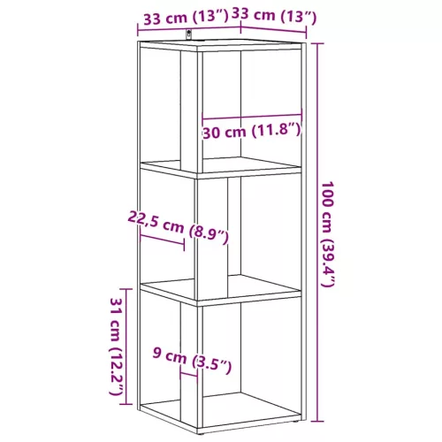  kézműves tölgy szerelt fa sarokszekrény 33x33x100 cm