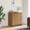  kézműves tölgy színű szerelt fa tálalószekrény 70x41x75 cm