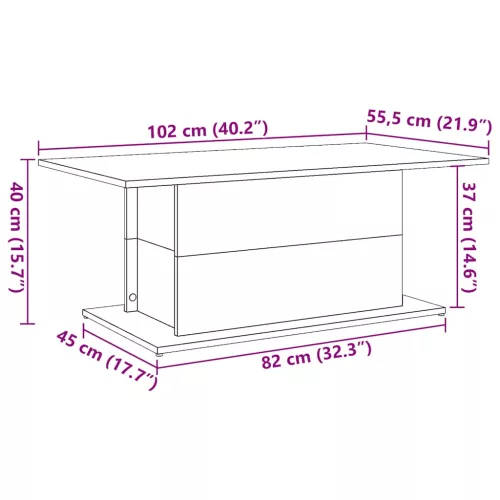  antik fa színű szerelt fa dohányzóasztal 102 x 55,5 x 40 cm
