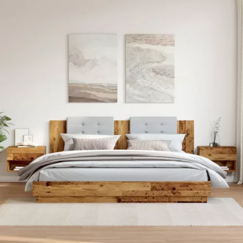  2 db antik fa színű falra szerelhető éjjeliszekrény