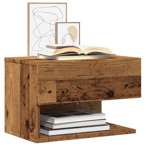  2 db antik fa színű falra szerelhető éjjeliszekrény