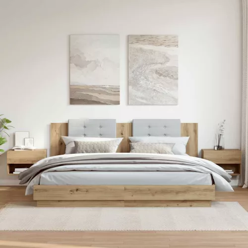  2 db kézműves tölgy színű falra szerelhető éjjeliszekrény