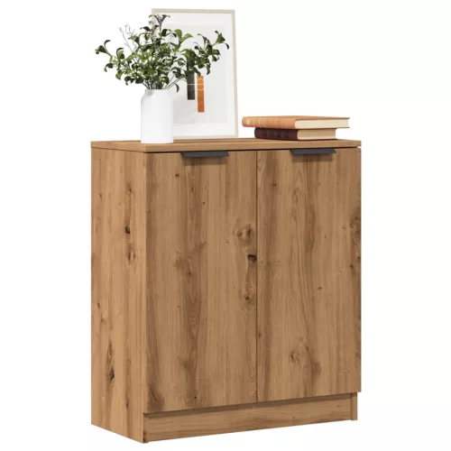  kézműves tölgy színű szerelt fa tálalószekrény 60 x 30 x 70 cm