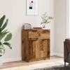  antik fa színű szerelt fa tálalószekrény 60 x 30 x 70 cm