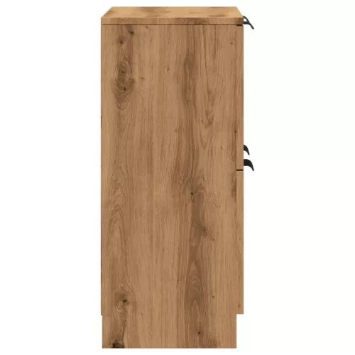  kézműves tölgy színű szerelt fa tálalószekrény 60 x 30 x 70 cm