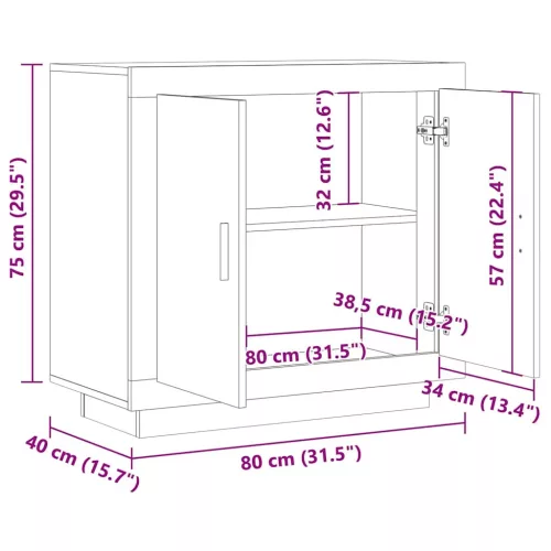 komód Régi fa 80x40x75 cm Gépelt fa