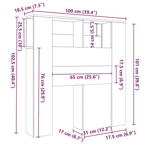  kézműves tölgy színű szerelt fa fiókos szekrény 100x19x104,5 cm
