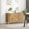  kézműves tölgy színű szerelt fa tálalószekrény 100 x 36 x 60 cm