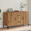  kézműves tölgy színű szerelt fa tálalószekrény 100 x 36 x 60 cm