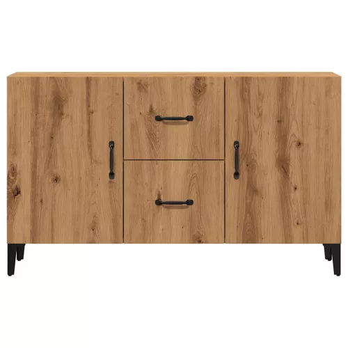  kézműves tölgy színű szerelt fa tálalószekrény 100 x 36 x 60 cm