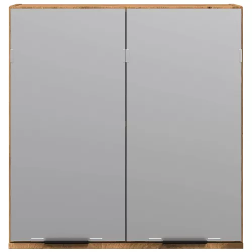  kézműves tölgy szerelt tükrös fürdőszobaszekrény 64x20x66,5cm