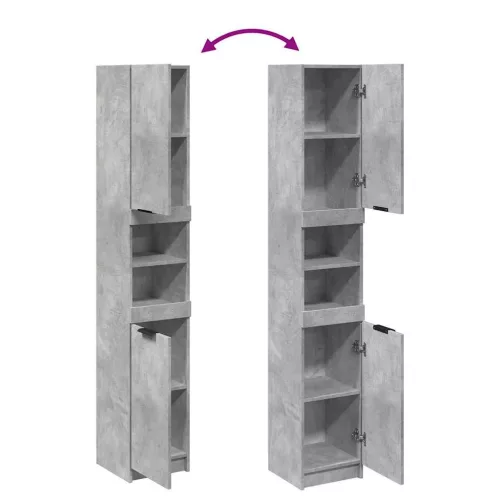  betonszürke szerelt fa fürdőszobaszekrény 32x34x188,5 cm