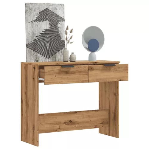  kézműves tölgy színű szerelt fa dohányzóasztal 90x36x75 cm