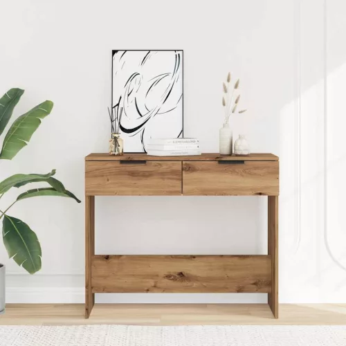  kézműves tölgy színű szerelt fa dohányzóasztal 90x36x75 cm