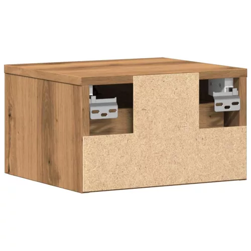  kézműves tölgy színű falra szerelhető éjjeliszekrény 34x30x20cm