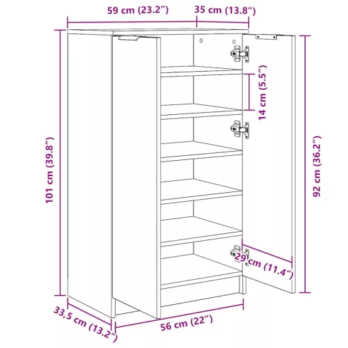  antik fa színű szerelt fa cipőszekrény 59 x 35 x 100,5 cm