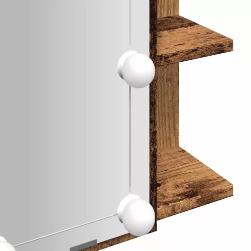  antik fa tükrös szekrény LED-ekkel 70 x 16,5 x 60 cm