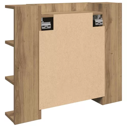  kézműves tölgy tükrös szekrény LED-ekkel 70 x 16,5 x 60 cm