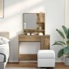  kézműves tölgy színű fésülködőasztal tükörrel 86,5x35x136 cm