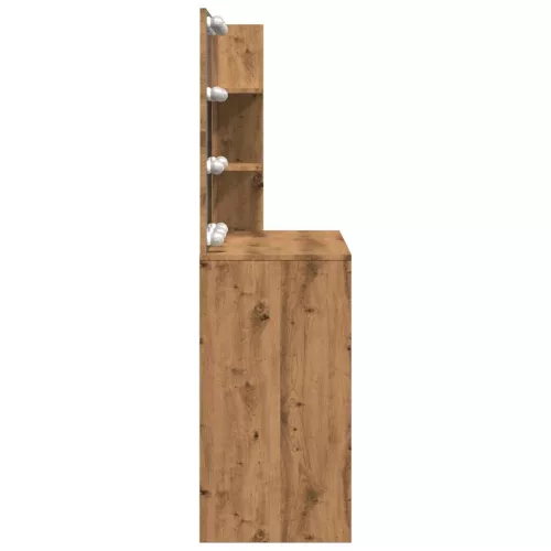  kézműves tölgy színű LED-es fésülködőasztal 74,5x40x141 cm