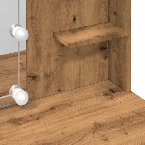  kézműves tölgy színű fésülködőasztal LED-del 96x40x142 cm