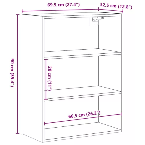  Függesztett fali szekrény kézműves tölgy 69,5x32,5x90 cm