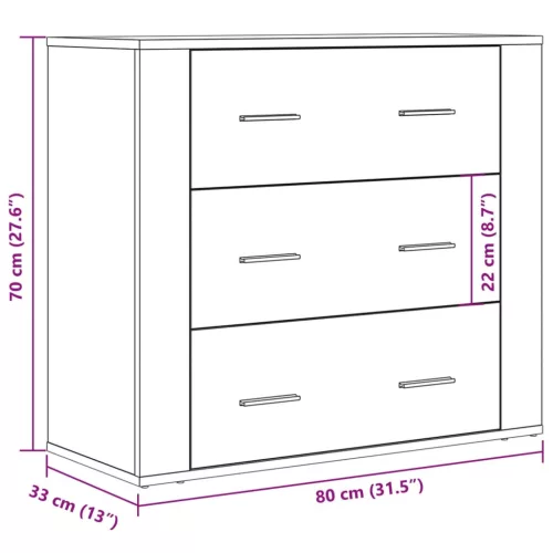  öreg fa árnyalatú szerelt fa tálalószekrény 80 x 33 x 70 cm