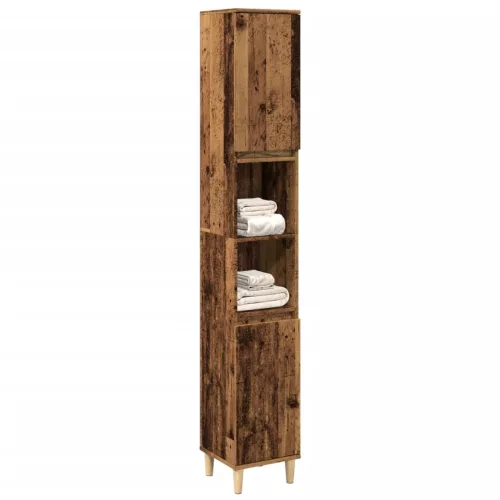 antik fa színű szerelt fa fürdőszobaszekrény 30 x 30 x 190 cm