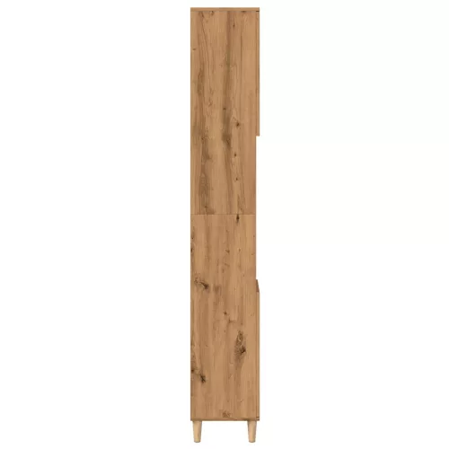  kézműves tölgy színű szerelt fa fürdőszobaszekrény 30x30x190 cm