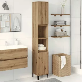    kézműves tölgy színű szerelt fa fürdőszobaszekrény 30x30x190 cm