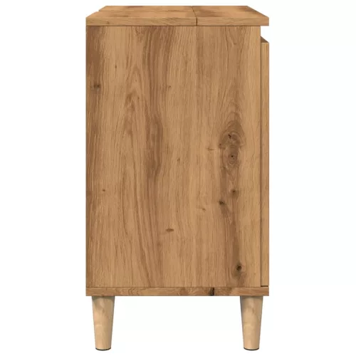  kézműves tölgy színű szerelt fa mosdószekrény 58x33x60 cm