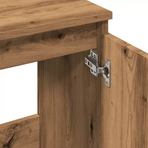  kézműves tölgy színű szerelt fa mosdószekrény 58x33x60 cm