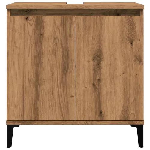  kézműves tölgy színű szerelt fa mosdószekrény 58x33x60 cm