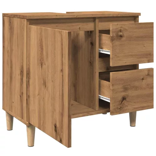  kézműves tölgy színű mosdószekrény 65 x 33 x 60 cm